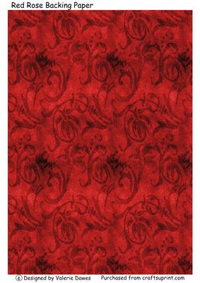 Red Rose & Faded Papers - Backing Paper