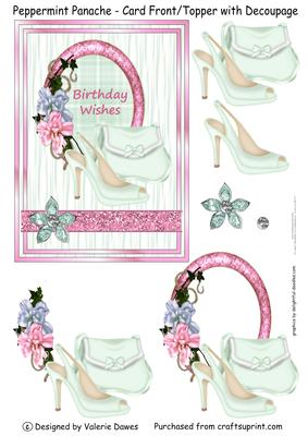 Peppermint Panache - Card Front/topper with Decoupage