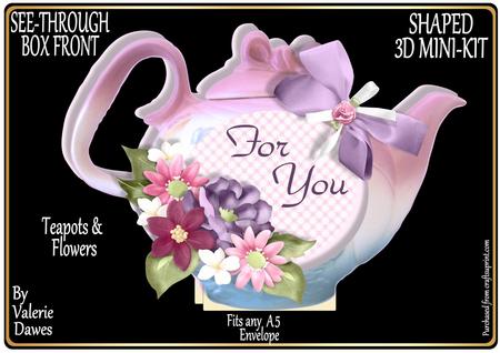 See-through Shaped Box Card - Teapot & Flowers
