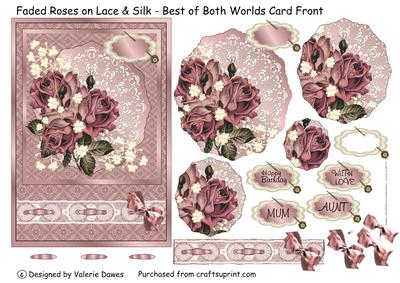 Faded Roses on Lace and Silk-stacker with Decoupage