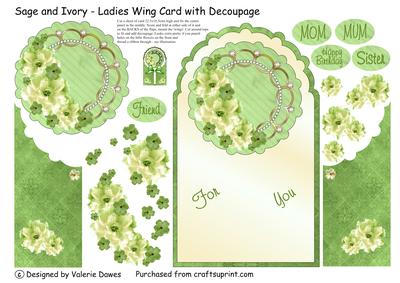 Sage and Ivory - Ladies Wing Card with Decoupage