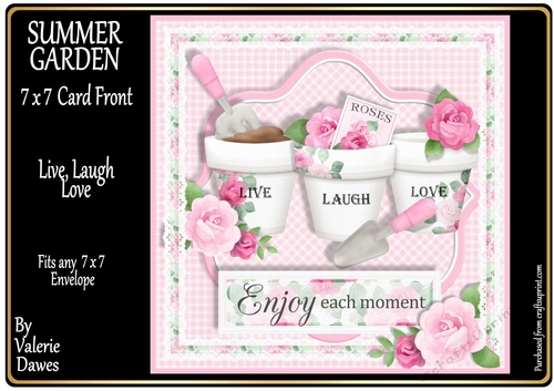 SUMMER GARDENS 7x7 Card Front - Live, Laugh, Love