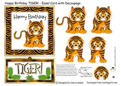 Happy Birthday Tiger! - Easel Card with Decoupage