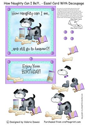 How Naughty Can I Be? -  - Easel Card with Decoupage
