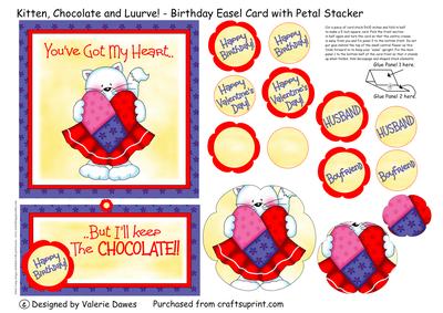 Kitten, Chocolate & Luurve! - Easel Card with Petal Stacker