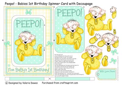 Peepo! - Baby's 1st Birthday Spinner Card Wiith Decoupage