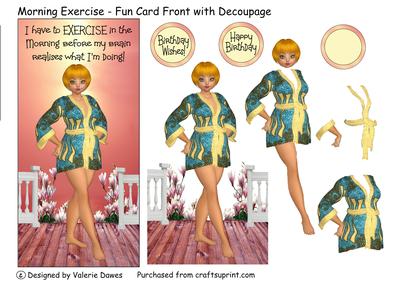 Morning Exercise - Fun Card Front with Decoupage