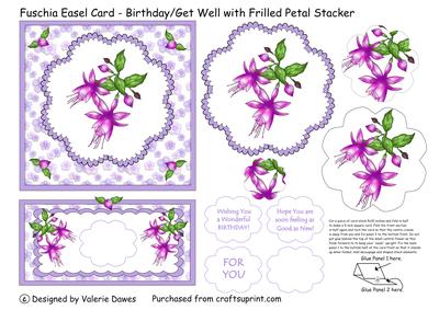 Fuschia Easel Card-birthday/get Well with Frilled Stacker