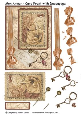 Mon Amour - Card Front with Decoupage