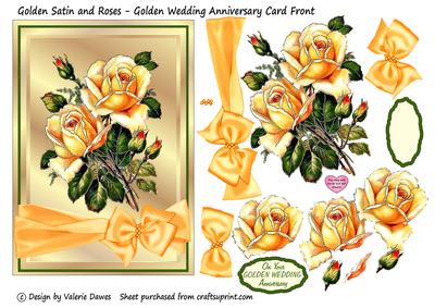 Golden Satin and Roses - Card Front