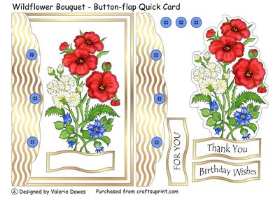Wildflower Bouquet - Button-flap Quick Card Front