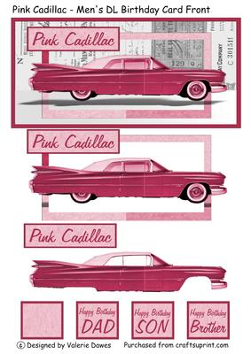 Pink Cadillac - Men's Decoupaged Card Front