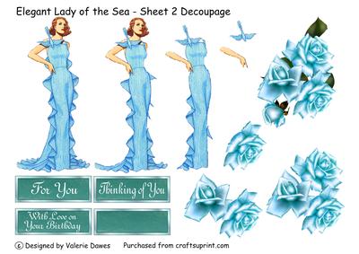 Elegant Lady of the Sea - Sheet 2 Decoupage