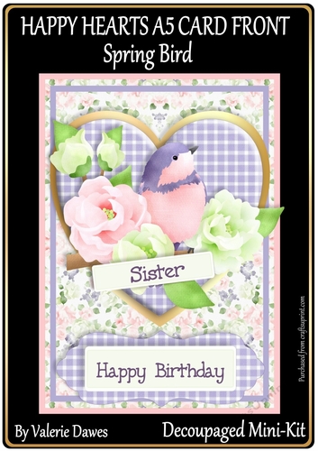 HAPPY HEARTS A5 CARD FRONT Mini-Kit SPRING BIRD