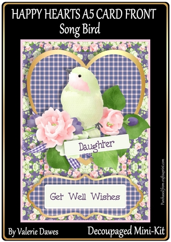 HAPPY HEARTS A5 CARD FRONT Mini-Kit SONG BIRD