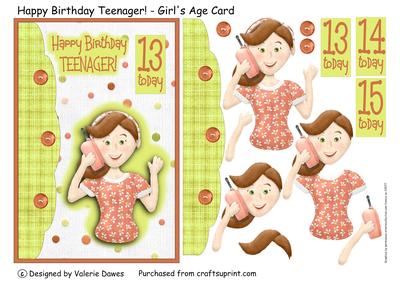 Happy Birthday Teenager! - Button-flap Girl's Card Front