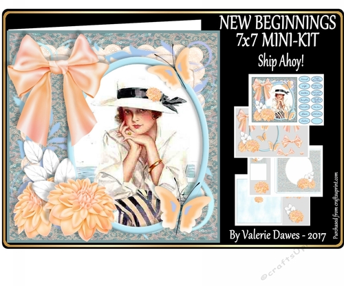 NEW BEGINNINGS - 7x7 Card Front Mini-Kit  SHIP AHOY!