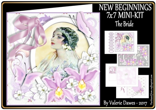 NEW BEGINNINGS - 7x7 Card Front Mini-Kit  - THE BRIDE