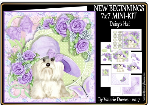 NEW BEGINNINGS - 7x7 Card Front Mini-Kit  - DAISYS HAT