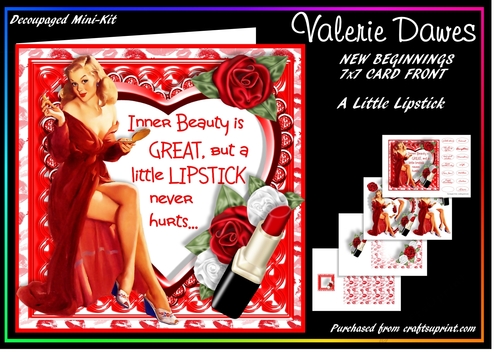 SASSY GALS - 7x7 Card Front Mini-Kit  - A LITTLE LIPSTICK