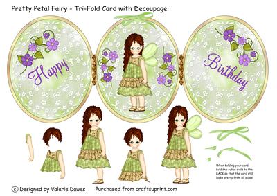 Pretty Petal Fairy - Tri-fold Card with Decoupage