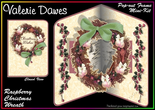 Pop-out Frame Cards - Raspberry Christmas Wreath