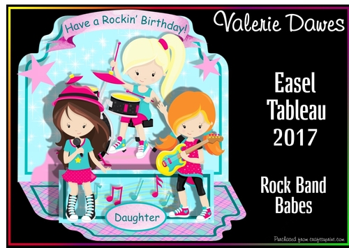 Easel Tableau - Rock Band Babes