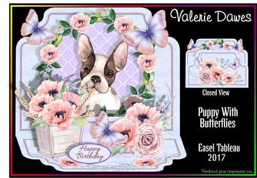 Easel Tableau - Puppy & Butterflies