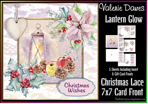 Christmas Lace 7x7 Card Front - LANTERN GLOW
