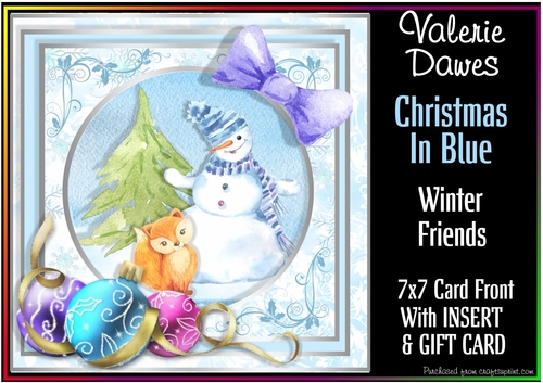 Christmas In Blue 7x7 Card Front - WINTER FRIENDS