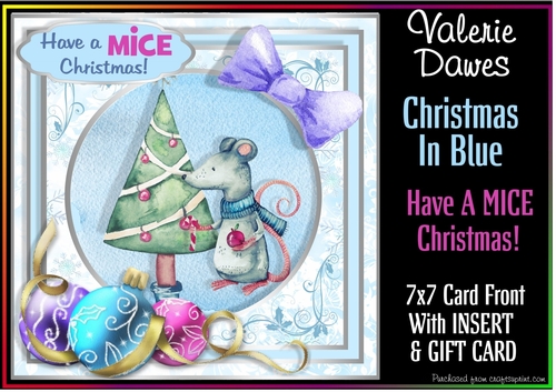 Christmas In Blue 7x7 Card Front - HAVE A MICE CHRISTMAS!