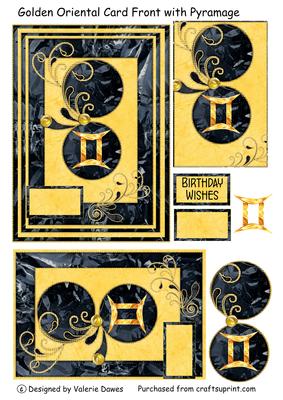 Golden Oriental Card Front with Pyramage