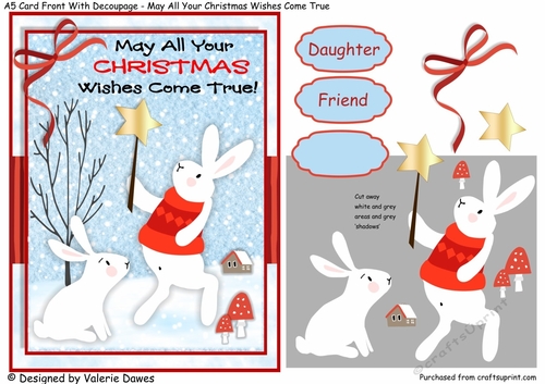 A5 Card Front With Decoupage - May All Your Christmas Wishes Come True!