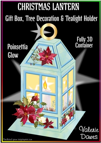 CHRISTMAS LANTERN - Gift, Box, Tree Decoration & Tea-light Holder - Poinsettia Glow