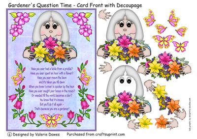Gardener's Question Time - Card Front with Decoupage