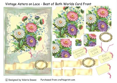 Vintage Asters on Lace - Best of Both Worlds Card Front
