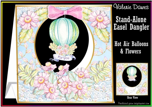 STAND-ALONE EASEL DANGLER - Hot Air Balloon & Flowers