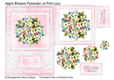 Apple Blossom Pomander on Pink Lace