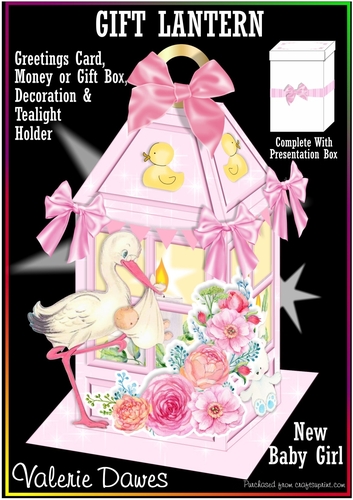 GIFT LANTERN & PRESENTATION BOX KIT - New Baby Girl