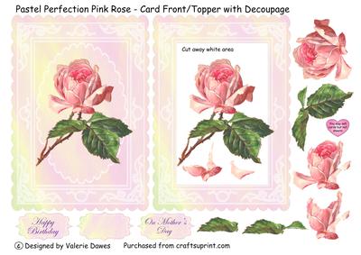 Pastel Perfection Pink Rose - Card Front/topper