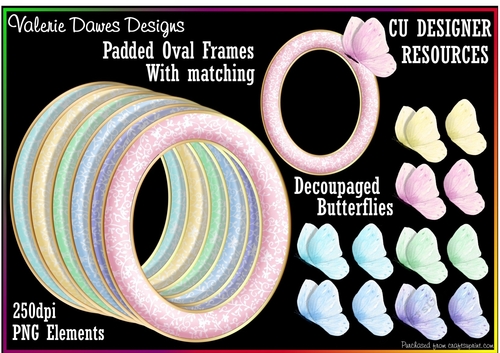 Padded Oval Frames & Butterflies