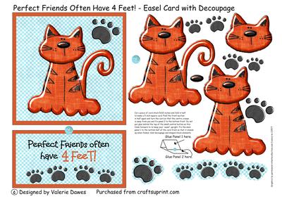 Perfect Friends Often Have 4 Feet!-easel Card with Decoupage