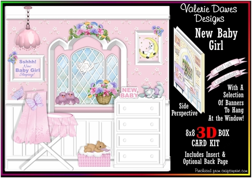 3D BOX CARD KIT - New Baby Girl