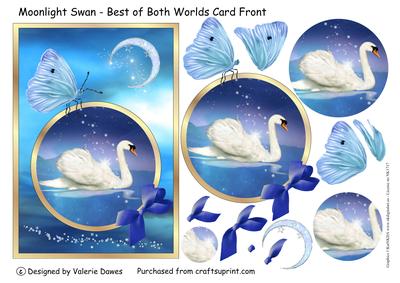 Moonlight Swan - Card Front with Decoupage and Pyramage