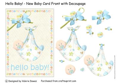 Hello Baby! - New Baby Card Front or Topper with Decoupage
