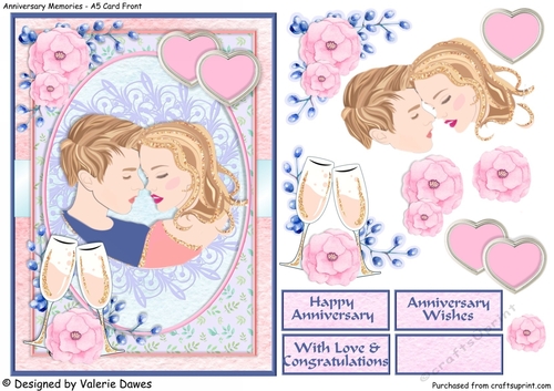 ANNIVERSARY MEMORIES - A5 Card Front with Decoupage