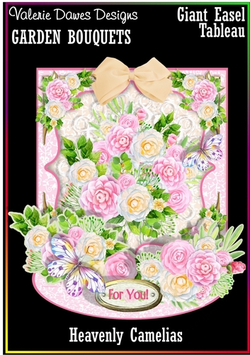 GIANT EASEL TABLEAU - GARDEN BOUQUETS - Camelia Heaven