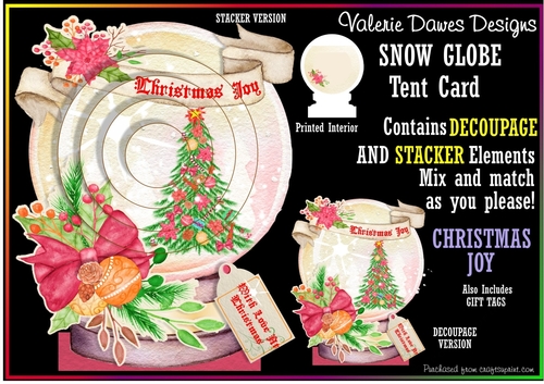 CHRISTMAS SNOWGLOBE Tent Card - Christmas Joy