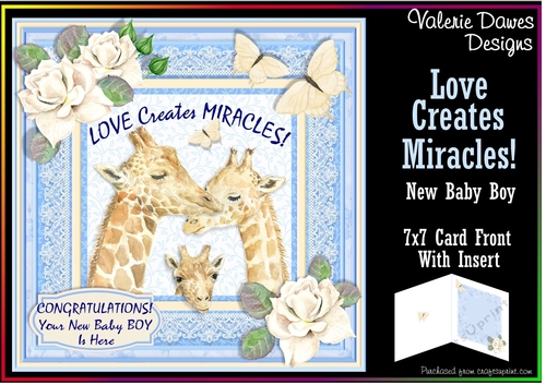 7x7 Card Front - Love Creates Miracles! New Baby Boy