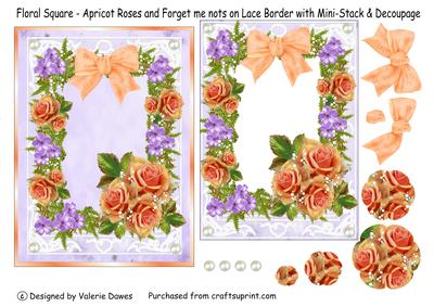 Floral Square Apricot Roses with Mini-stacker & Decoupage